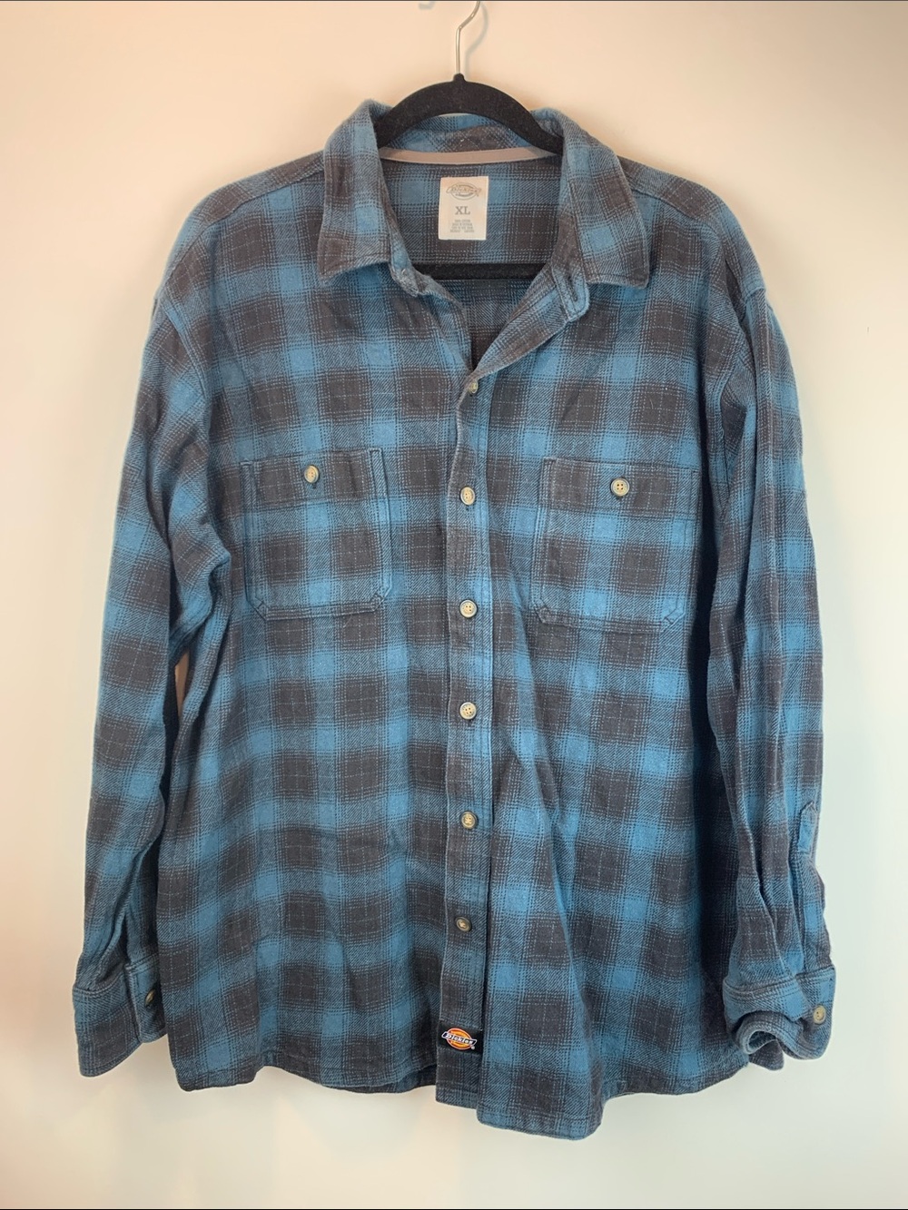 Plaid Dickies Chore Coat sz XL farm ranch fall winter western blue collar cowboy